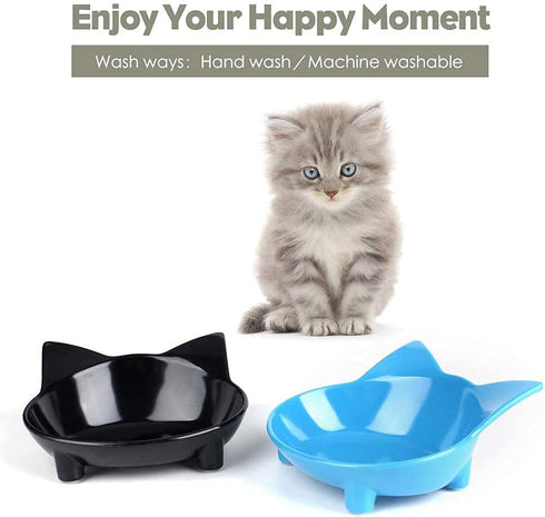 Skrtuan Non-Slip Cat Bowl, BPA Free Melamine, Easy to Clean Shallow Design for Cats