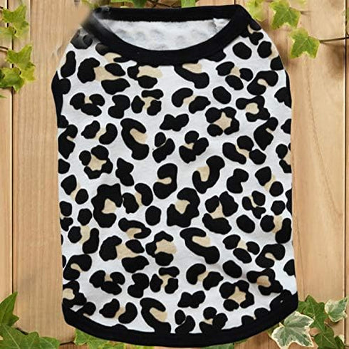 Pet Clothes, Leopard Print T-Shirt for Small Dogs, Cotton Vest, Spring Summer, Black