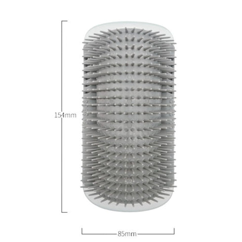 Cat Self Groomer Wall Corner - Massage Comb Grooming Brush, Soft Rubber Bristles for Flat Wall Corner, Blue