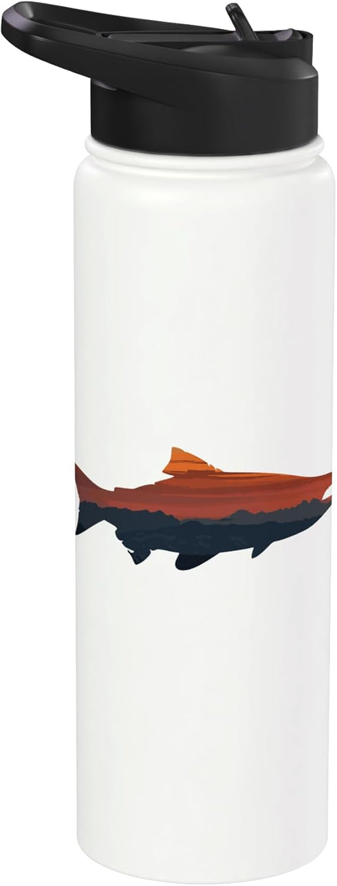 Salmon Fishing Apparel & Gifts Salmon Fishing Nature Outdoor Hiking Camping Fisherman Stainless Steel Insulated Water Bottle
