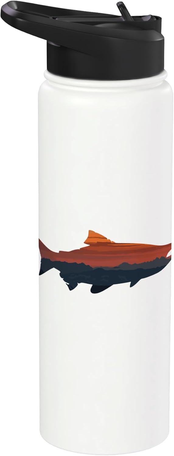 Salmon Fishing Apparel & Gifts Salmon Fishing Nature Outdoor Hiking Camping Fisherman Stainless Steel Insulated Water Bottle