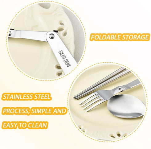 YangQian Set Backpacking Camping Utensil with Case Folding Tableware Cutlery Foldable Spoon Fork Chopsticks Travel
