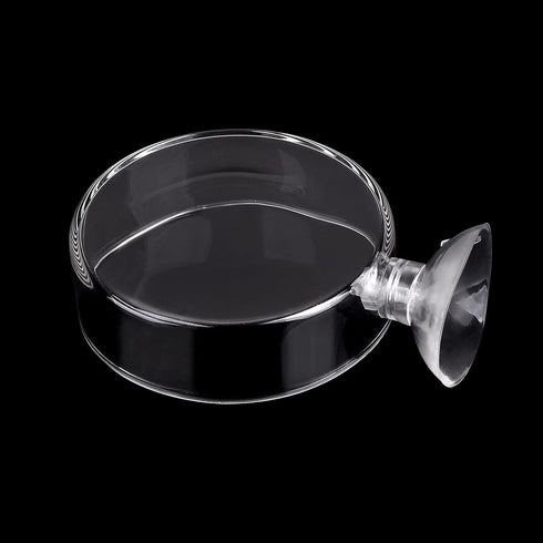 WEAVERBIRD 60mm Aquarium Shrimp Feeder Dish - Suction Glass Fish Tank Feeding Bowls, Round Clear Dishes
