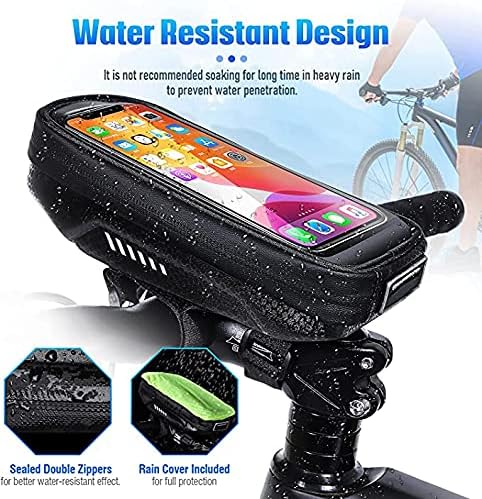 HUANLANG Waterproof Bike Phone Case with Handlebar Mount, Touch Screen Compatible, Fits Phones Below 6.7 inch