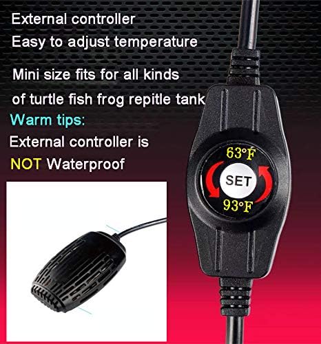 75Watt Aquarium Heater with External Temperature Controller for Fish Tank, Turtle, Betta