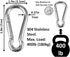 Heavy Duty Stainless Steel Carabiner Spring Snap Clip Link Hooks, 200-500lb Load, 2, 6 & 12 Packs