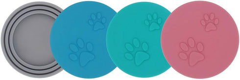 SLSON 4 Pack Universal Silicone Pet Food Can Covers, Fits 3 Standard Size Can Tops