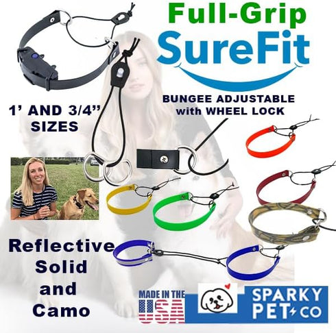Sparky Pet Co Black Surefit ECollar Replacement Strap - Waterproof Bungee Dog Collar for Electronic Training