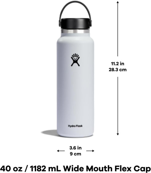 Hydro Flask Wide Mouth Stainless Steel Water Bottle, Vacuum Insulated, Leakproof Lid for Cold Drinks, Sports, Travel