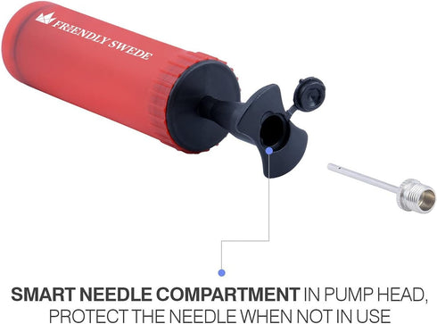 The Friendly Swede Ball Pump for Sports Balls - Hand Air Pump with Needles and Nozzles, Multipack