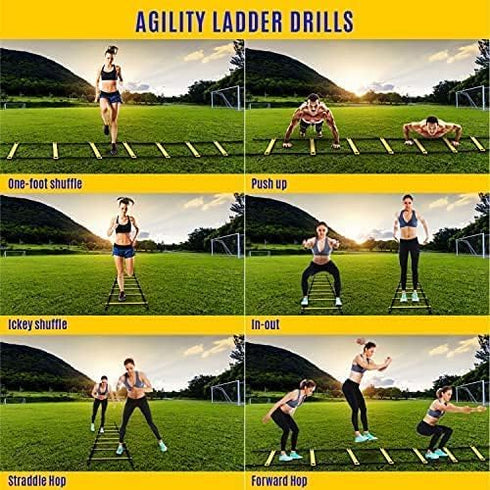 Yes4All 8-12 - 20 Rungs Agility Ladder Speed Training Equipment for Kids and Adults with Carrying Bag