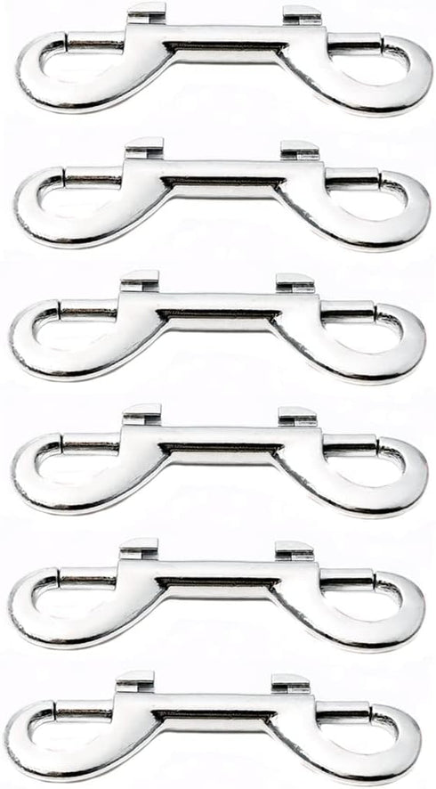 Double Ended Bolt Snaps Hook, Zinc Alloy Metal Clips for Dog Leash, Key Chain, Horse Tack, 6Pcs (3.4" 87mm Silver)