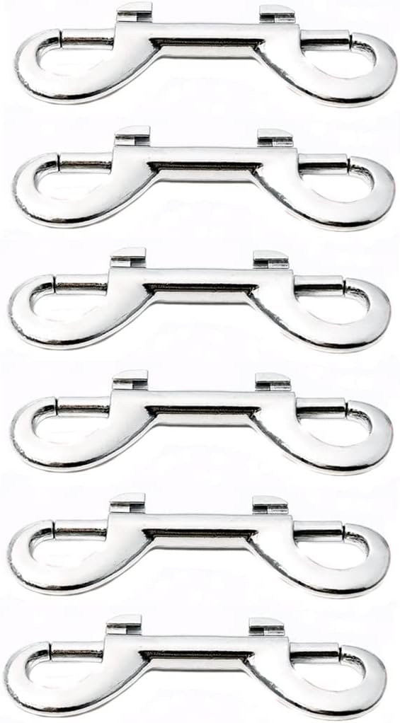 Double Ended Bolt Snaps Hook, Zinc Alloy Metal Clips for Dog Leash, Key Chain, Horse Tack, 6Pcs (3.4" 87mm Silver)