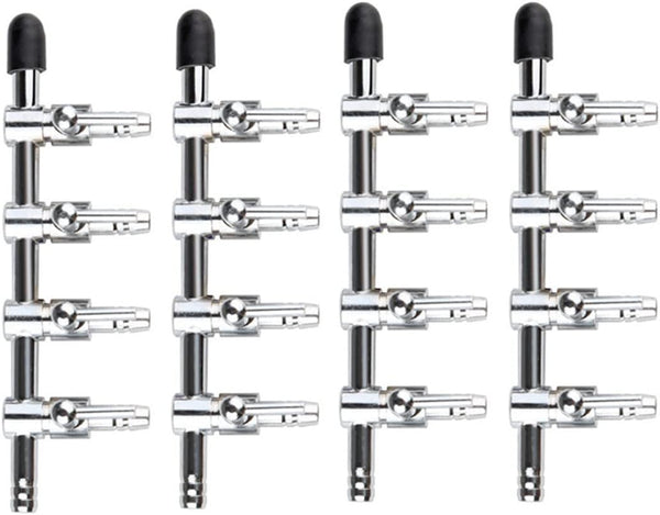 Aquarium Air Valve 4 Way Inline Manifold Pump Tubing Splitter Lever Control Valve, 4-Pack