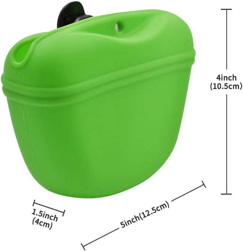 AUDWUD Silicone Dog Treat Pouch, Clip on Portable Training Container with Magnetic Buckle and Waist Clip