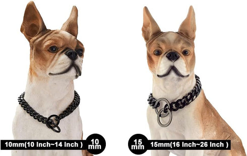 Heavy Metal 15mm Duty Black Solid Stainless Steel Choke Chain Collar for Pit Bull, Mastiff, Bulldog (12-34 Inches)