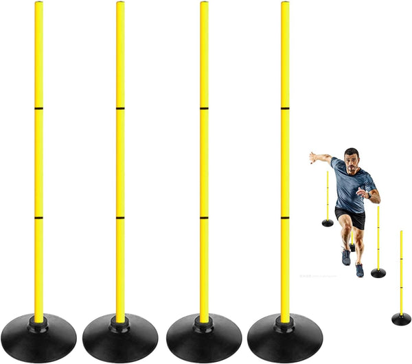 ASENVER 4FT Agility Poles Set Detachable Speed Training Poles Soccer Slalom Sticks with