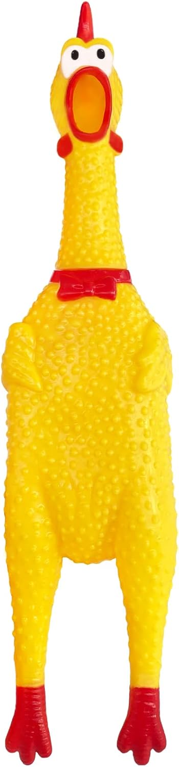Xeehwb Rubber Chicken,12 Inch Yellow Screaming Chicken Dog Toys,Squeeze Squawking Chickens,Prank Noise Maker