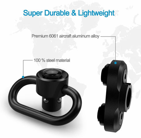 Sling Swivels Mount Set, 1.25 Inch Sling Mount Mloc Attachments for Two Point Traditional Sling