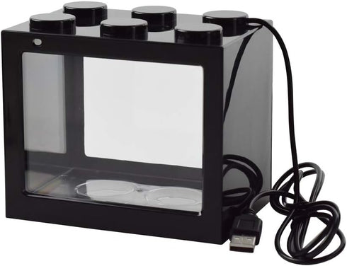 OMEM USB Mini Fish Tank, Desktop Micro-Landscape LED Aquarium Kit, Black