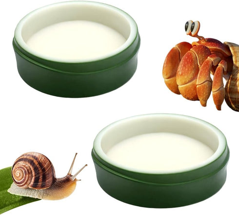DQITJ 2 Pcs Snail Water and Food Bowl Hermit Crab Feeding Dish for