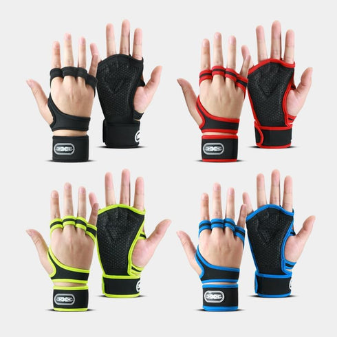 Fitness Gloves with Wrist Wraps | Half Finger Sports Training Gloves for Men & Women, Shock Absorption & Anti-Slip