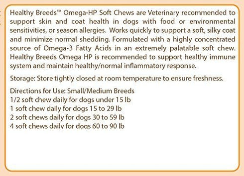 Healthy Breeds American Eskimo Dog Omega HP Fatty Acid Skin and Coat Support Soft Chews 60 Count