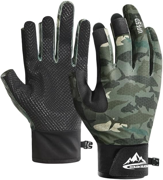 UPF50+ Sun Protection Gloves for Men and Women, 3/4 Fingerless Fishing Gloves for Outdoor Activities