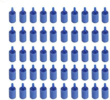 Saim 1 Inch Aquarium Air Stone Cylinder Bubbler Blue Bubble Diffuser Release Tool, Fish Tank Bubbler Air Pump Accessories for Aquariums Hydroponics Pack of 50