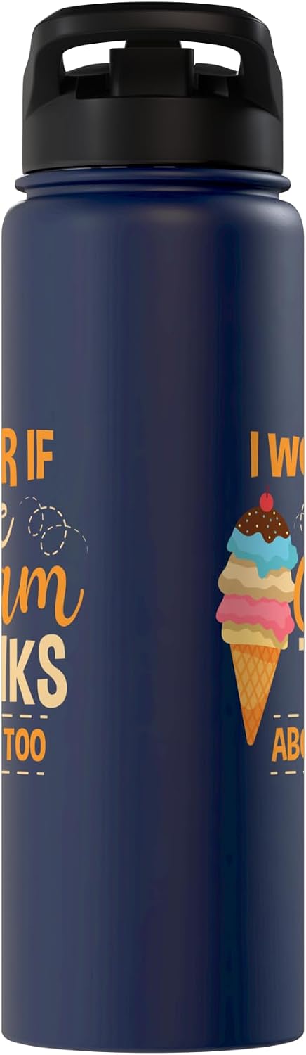 Ice Cream Gift For Women Sundae Gelato Foodie I Wonder If Ice Cream Thinks About Me Too Sundae Gelato Stainless Steel