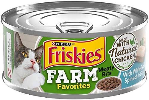 Friskies Farm Favorites Wet Cat Food, Meaty Bits Chicken & Whitefish Spinach