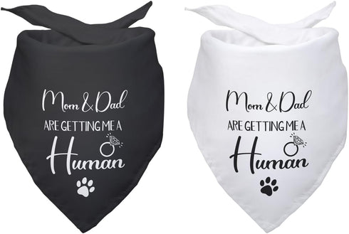 2 PCS Dog Bandanas for Pregnancy Announcement - Mom Dad are Getting Me a Human, Gender Reveal Photo Prop