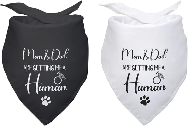 2 PCS Dog Bandanas for Pregnancy Announcement - Mom Dad are Getting Me a Human, Gender Reveal Photo Prop