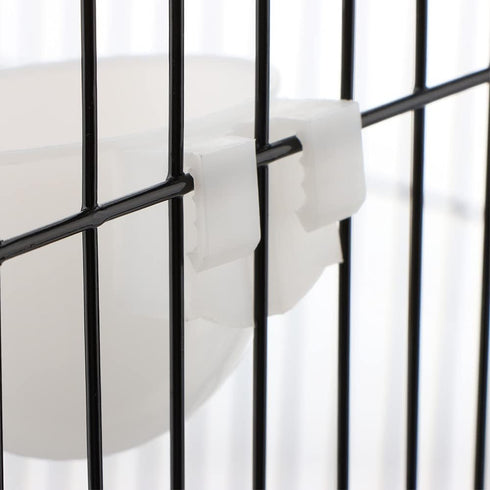 6 Pcs Mini Bird Food Bowl Feeder, Convenient Hanging Container for Parrots, Plastic Pigeon Bird Cage Dish (White)