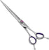 Fenice Peak 7'' Straight Dog Grooming Scissors - Purple Finger Rings, 440C Stainless Steel Pet Trimming Shears