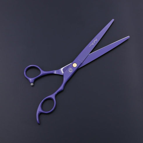 Professional Dog Grooming Scissor Kit - Purple Dragon 7.0 inch Hair Cutting, Curved & Chunker Shears with Bag