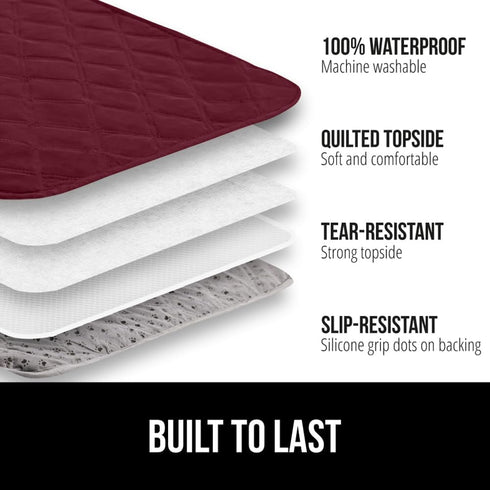 Gorilla Grip 100% Waterproof Dog Blanket, Pet Friendly Throw for Small Pets, Tear and Slip Resistant, 40x50 Burgundy