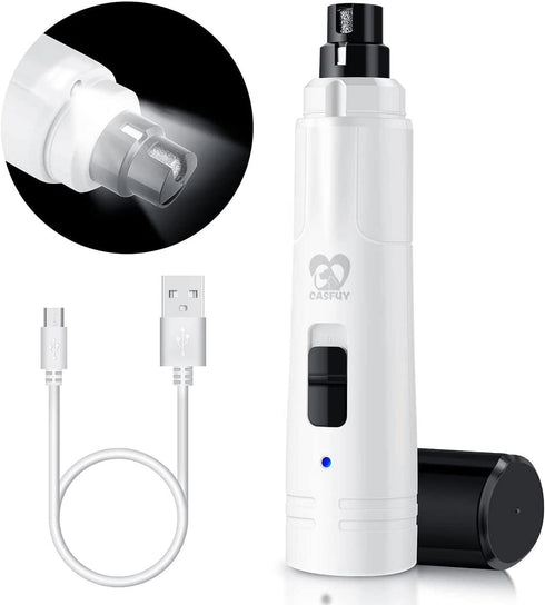 Casfuy Dog Nail Grinder with LED Light, Upgraded 2-Speed Electric Pet Nail Trimmer for All Dog Sizes