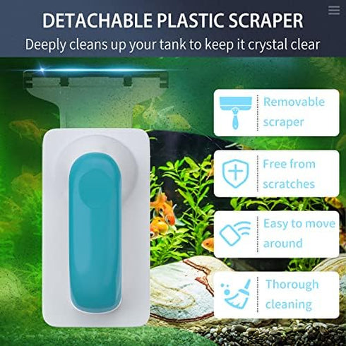Pawfly 3 Inch Strong Magnetic Brush Aquarium Cleaner with Detachable Stainless Steel Scraper