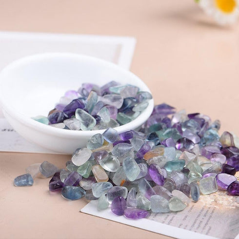 1lb Fluorite Aquarium Gravel Rocks - Natural Tumbled Healing Crystal Chips - Bulk Gemstones for Fish Tank Decor - Fountain Vase Filler Planters - for Potted Plants