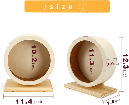 antiai 12 Inch Hamster Wooden Silent Wheel, Small Animal Exercise Wheel Accessories, Quiet Spinner Hamster Running
