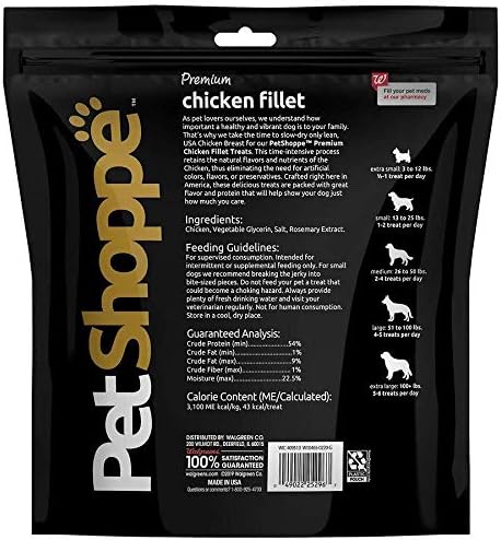 PET SHOPPE (25 oz) PetShoppe Premium Chicken Fillet Dog Treats Made in USA, Only All Natural - No Fillers, Additives