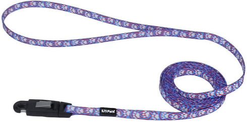 Coastal Li’l Pals Patterned Dog Leash with E-Z Snap - Light Blue Paw, 3/8” x 6’