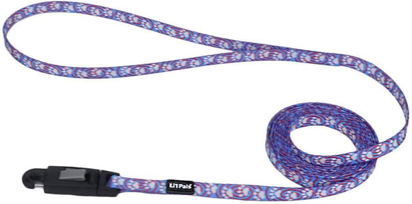 Coastal Li’l Pals Patterned Dog Leash with E-Z Snap - Light Blue Paw, 3/8” x 6’