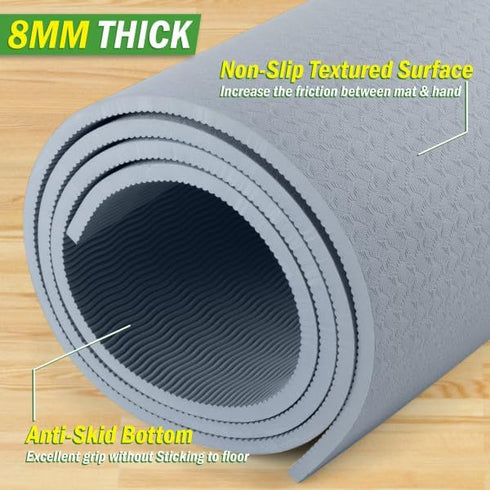 Large Yoga Mat, 6’x4’ Wide Exercise Mat, 8mm Thick Non-Slip Workout Mat for Home Fitness