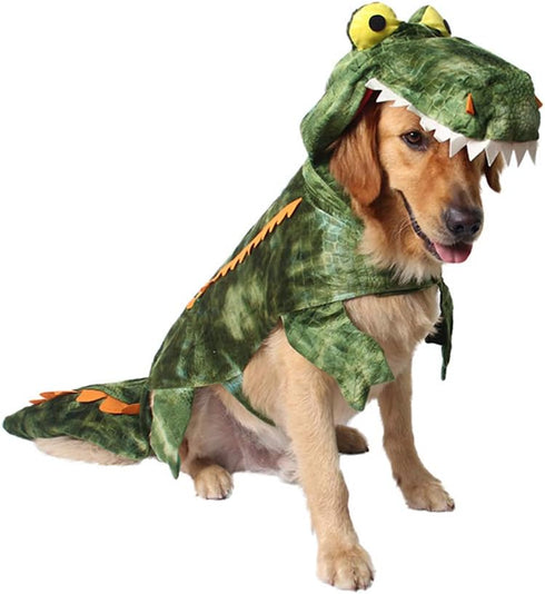 Mogoko Funny Dog Crocodile Costumes, Pet Halloween Alligator Cosplay Dress for Cats and Dogs (S Size)