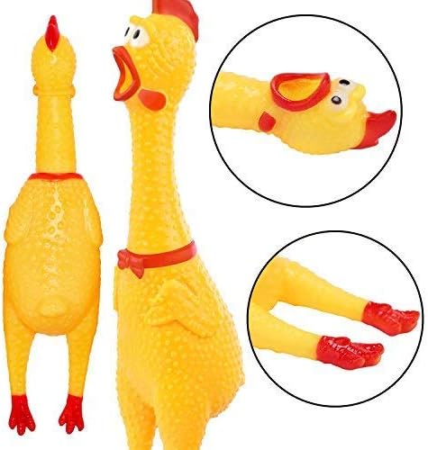 LEGEND SANDY Screaming Chicken Dog Toys,Yellow Rubber Squaking Chicken Toy Novelty and Durable Rubber Chicken for Dogs,Rubber Chickens Value 3 Pack