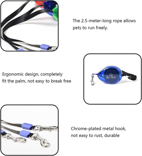 Mini Portable Retractable Leash for Small Dogs and Cats, Travel Puppy Lead Walking Leash