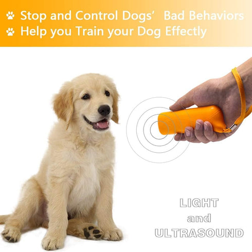 OYEFLY Handheld Dog Trainer - 3 in 1 with LED Flashlight, Bark Stopper Training Tool (Yellow)