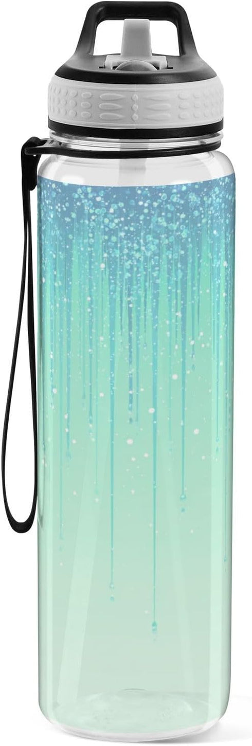 siphylline 30 oz Blue Mint Green Glitter Sparkling Simply Modern Water Bottle Tritan BPA Free Leak Proof non toxic